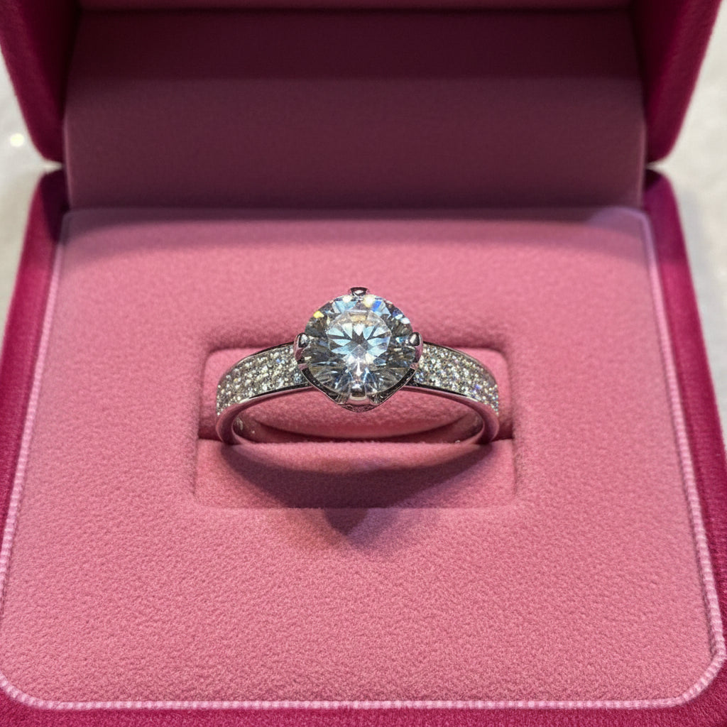 1.25 Ct Round Cut Diamond Option Engagement Ring-Black Diamonds New York