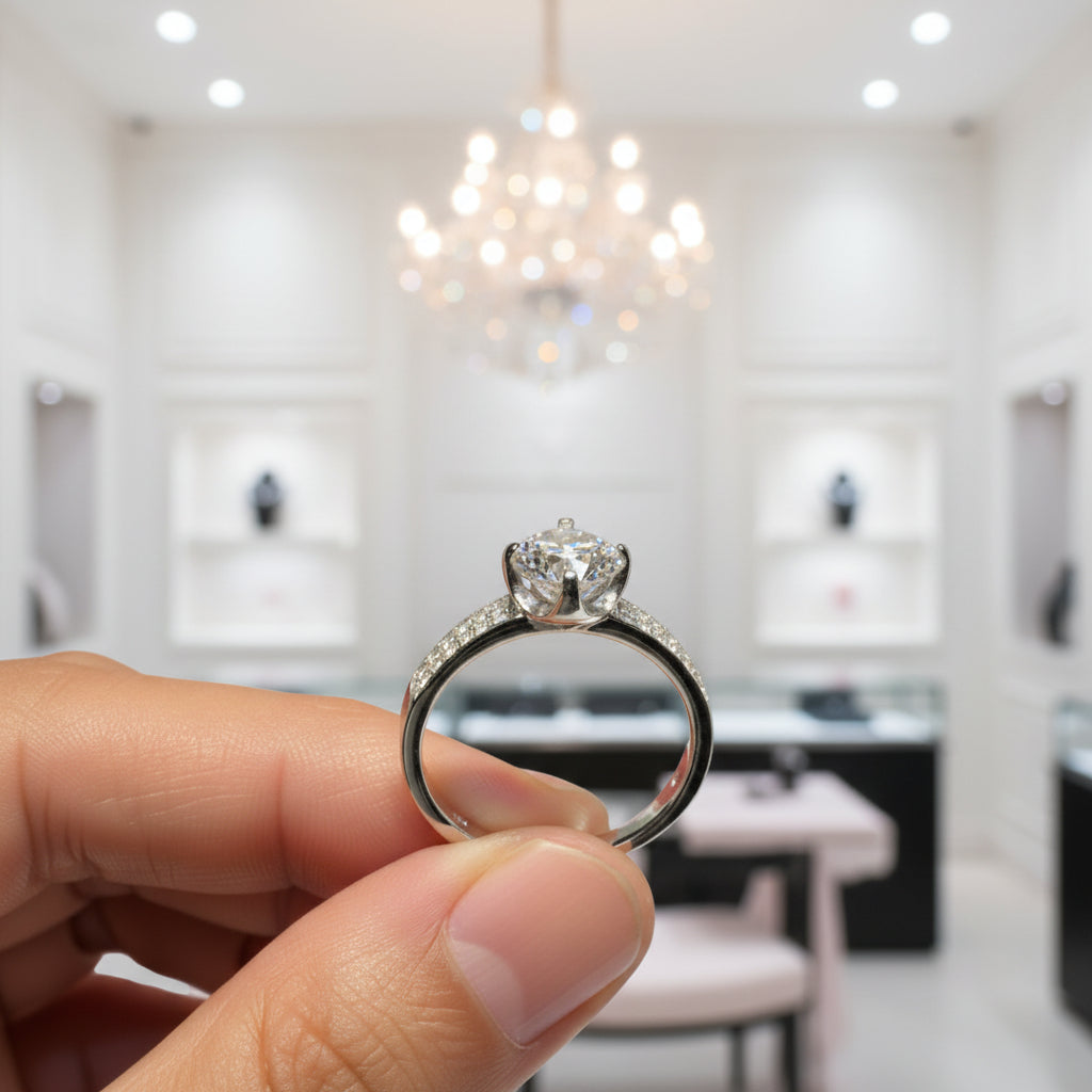 1.25 Ct Round Cut Diamond Option Engagement Ring-Black Diamonds New York