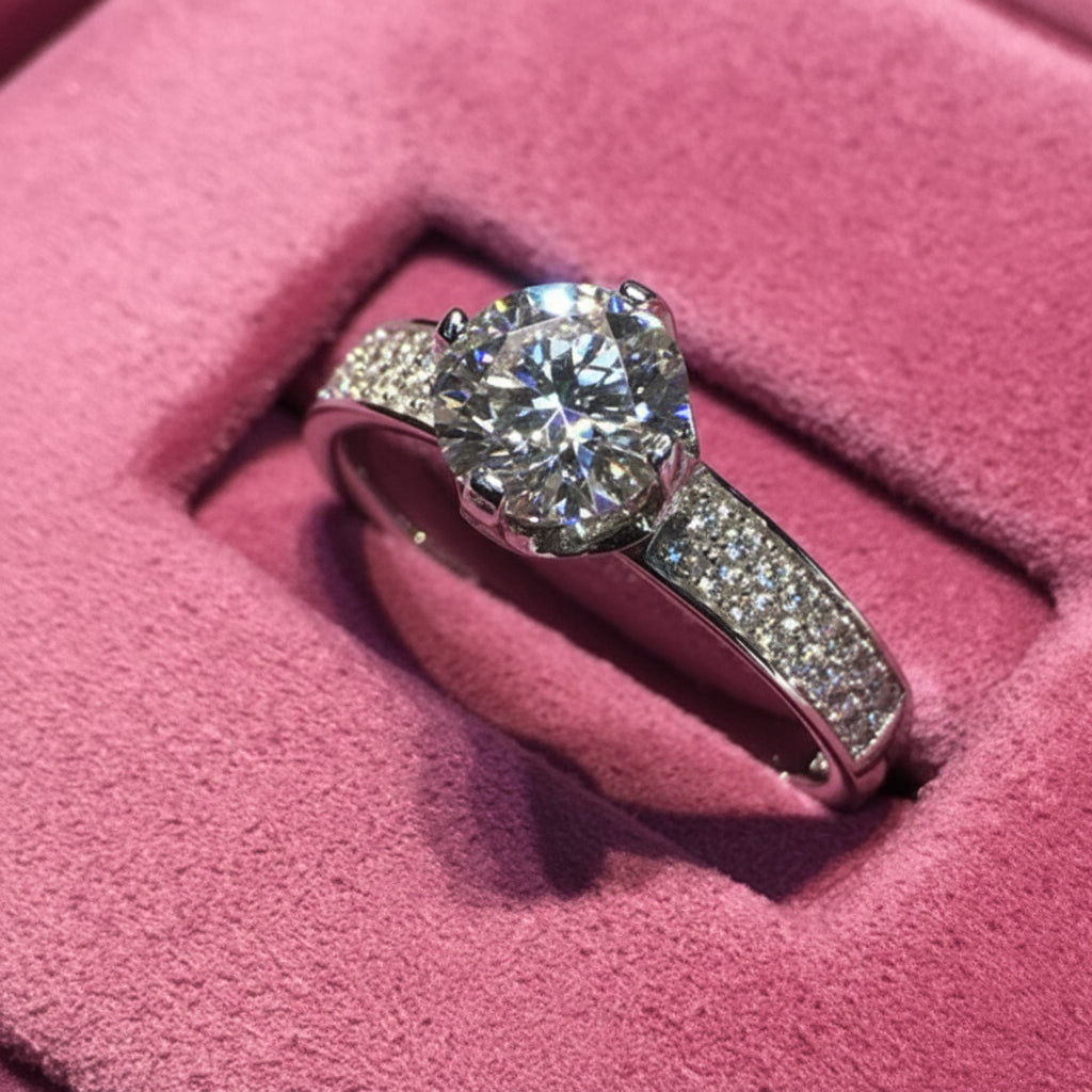 1.25 Ct Round Cut Diamond Option Engagement Ring-Black Diamonds New York