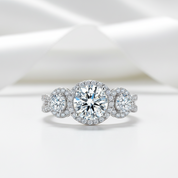 1.25 Ct Round Cut Diamond Option Halo Engagement Ring-Black Diamonds New York