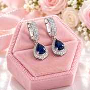 1.29 Ct Sapphire Drop Earrings-Black Diamonds New York