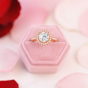 1.2CT Round Diamond Halo Rose Gold Engagement Ring-Black Diamonds New York