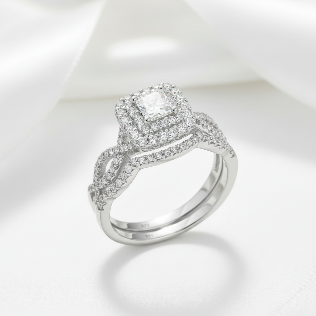 1.3 Ct Princess Cut Diamond Engagement Ring-Black Diamonds New York