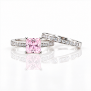 1.5 Carat Princess Cut Diamond Option 2-Pcs Wedding Engagement Ring Set-Black Diamonds New York