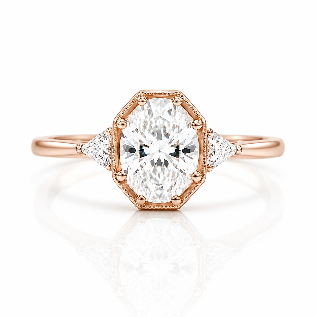 1.5 Ct Oval Cut Diamond Option 14k Rose Gold Engagement Ring-Black Diamonds New York