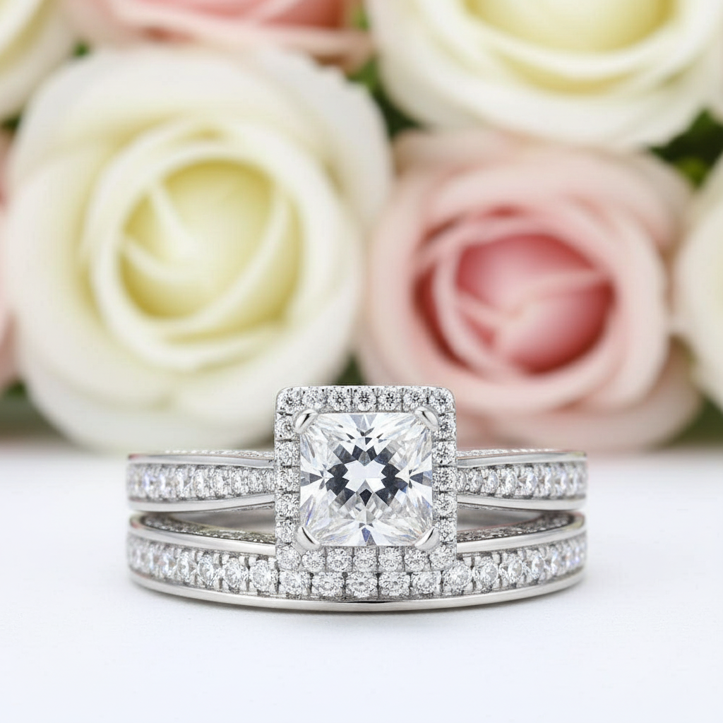 1.5 Ct Princess Cut Diamond Bridal Set-Black Diamonds New York