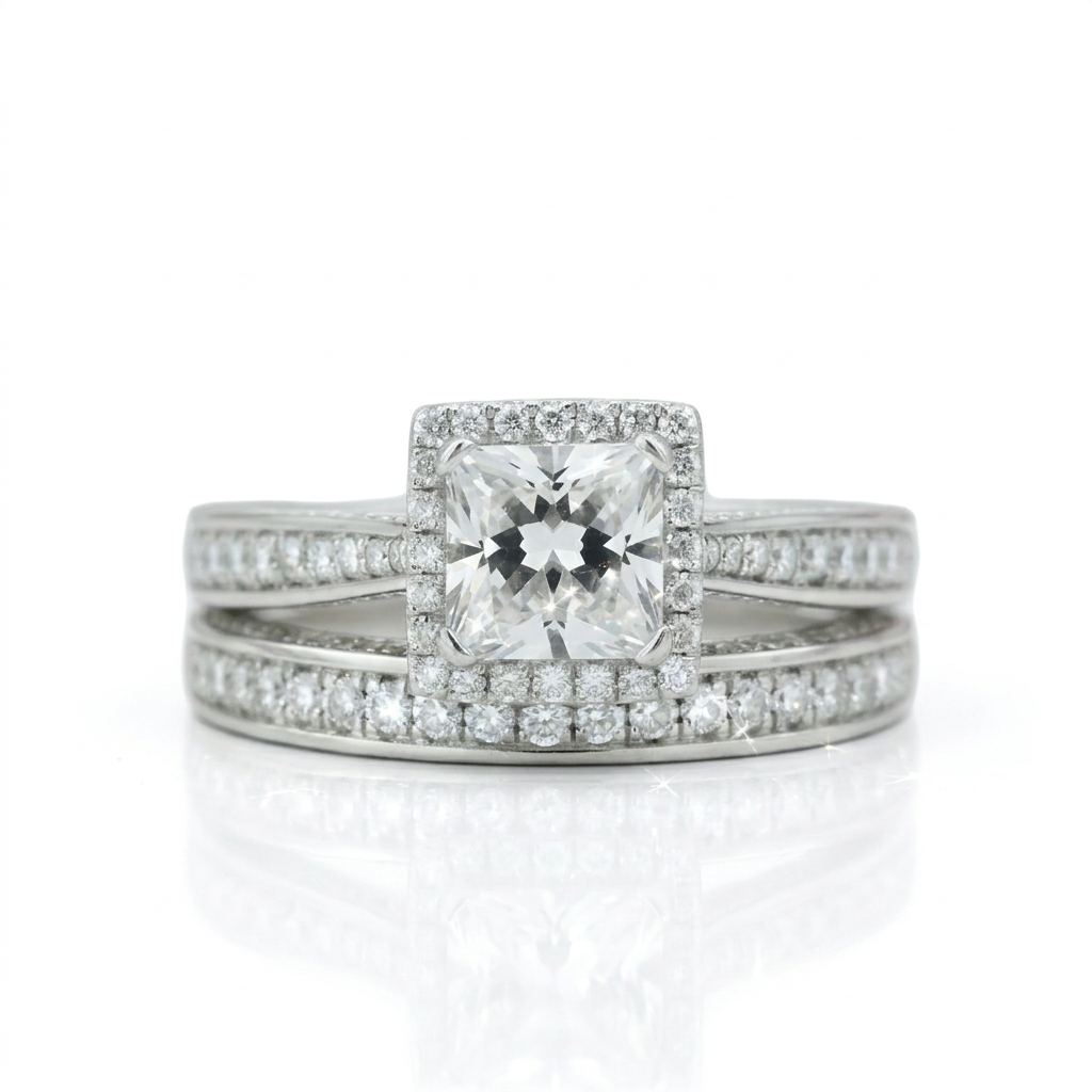 1.5 Ct Princess Cut Diamond Option Bridal Set-Black Diamonds New York