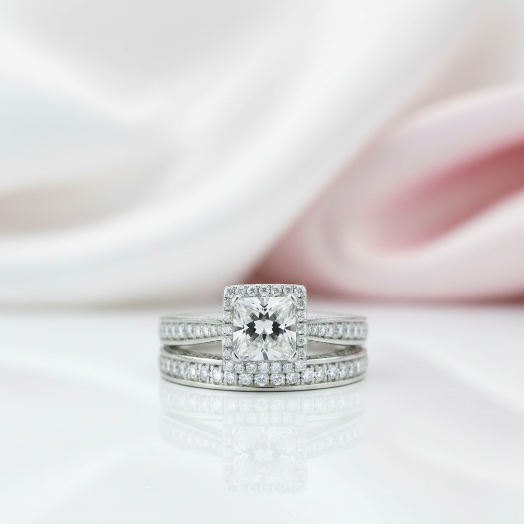 1.5 Ct Princess Cut Diamond Option Bridal Set-Black Diamonds New York