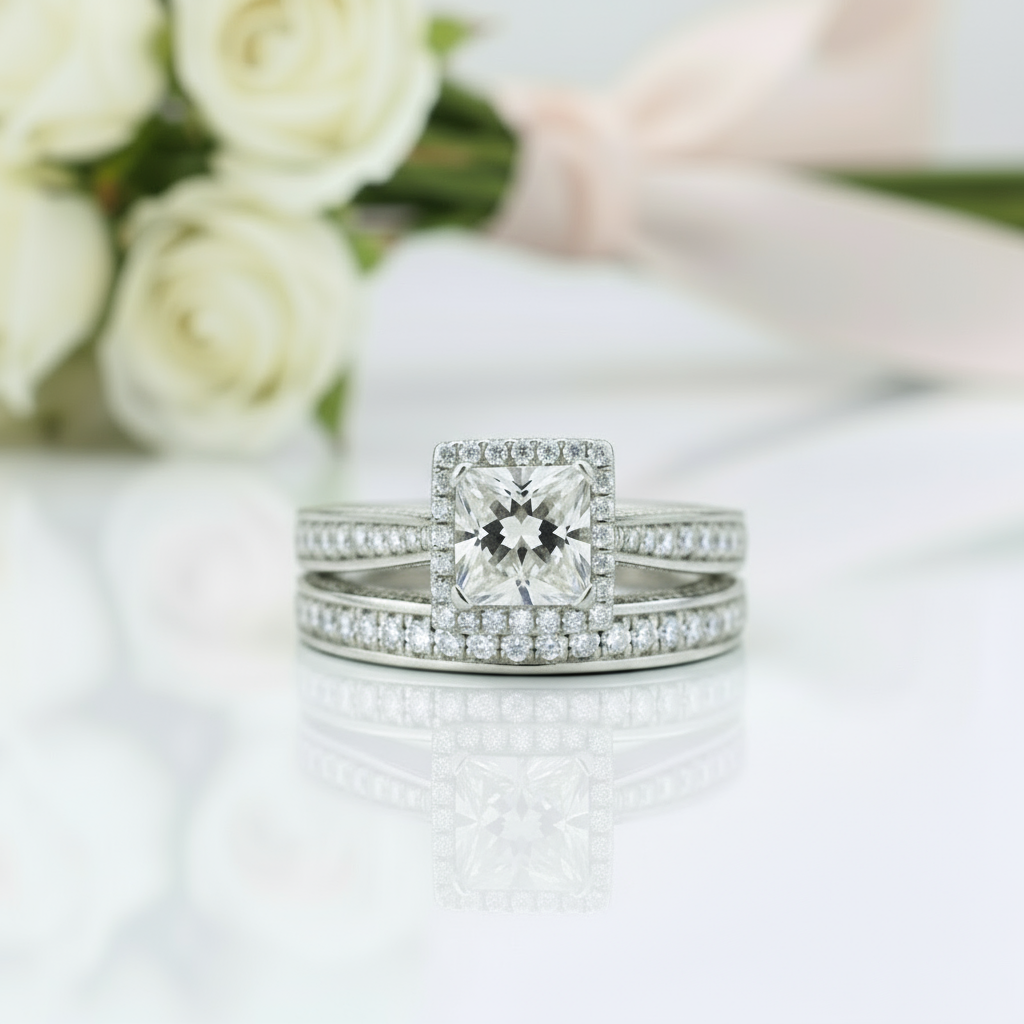 1.5 Ct Princess Cut Diamond Bridal Set-Black Diamonds New York