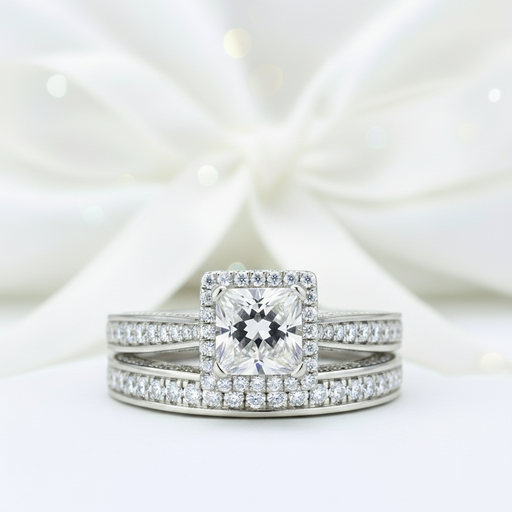 1.5 Ct Princess Cut Diamond Bridal Set-Black Diamonds New York