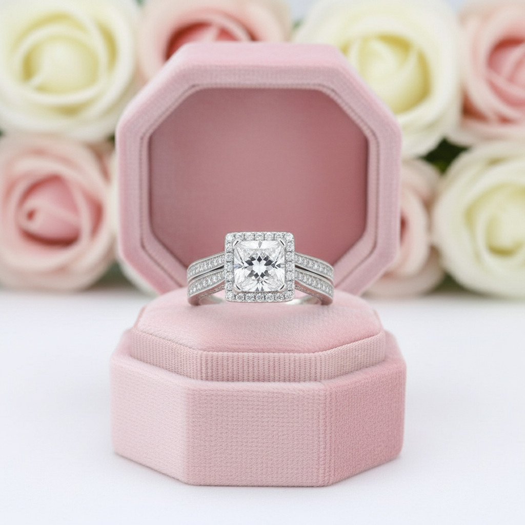 1.5 Ct Princess Cut Diamond Bridal Set-Black Diamonds New York