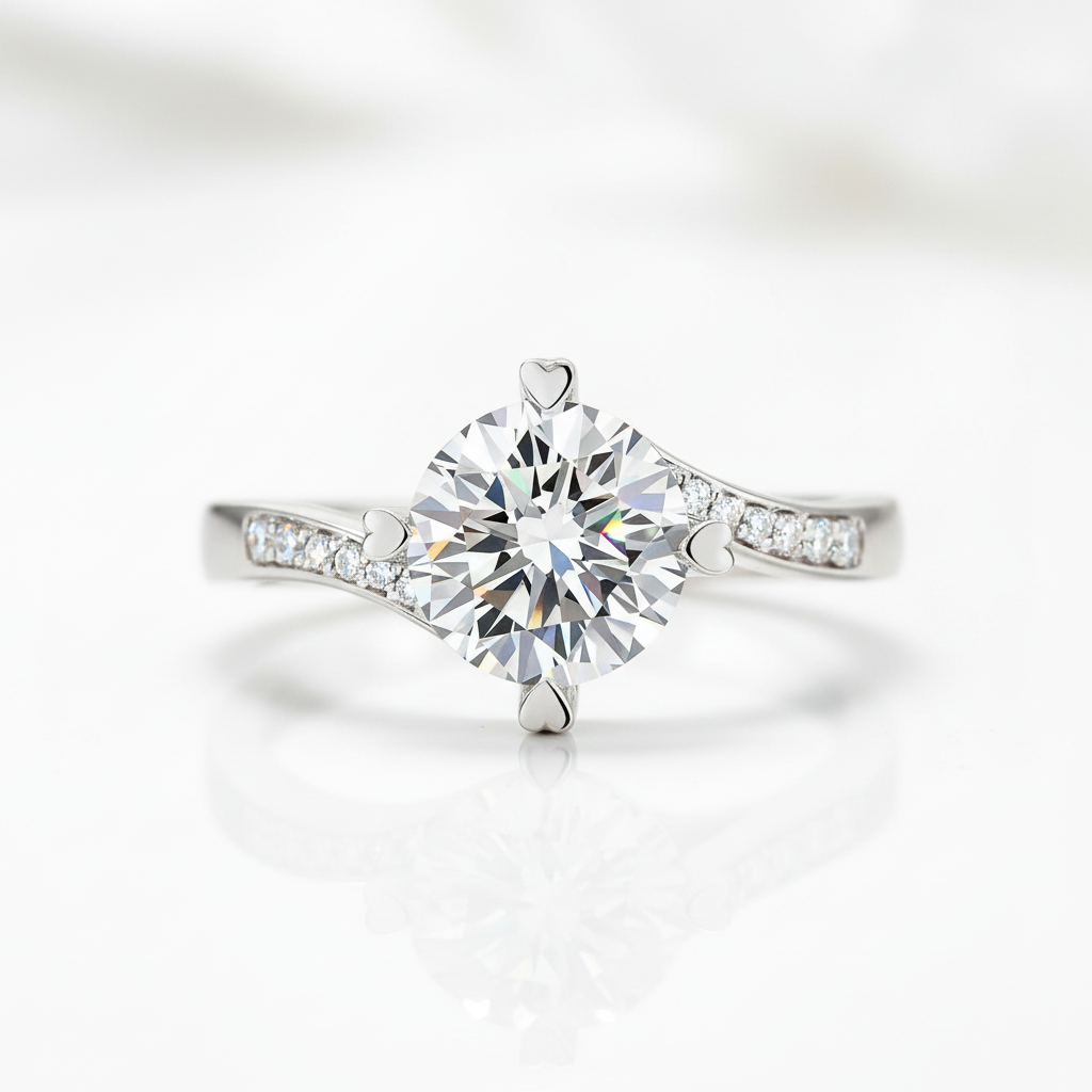 1.5ct Diamond Option Heart Shape Prong Ring-Black Diamonds New York