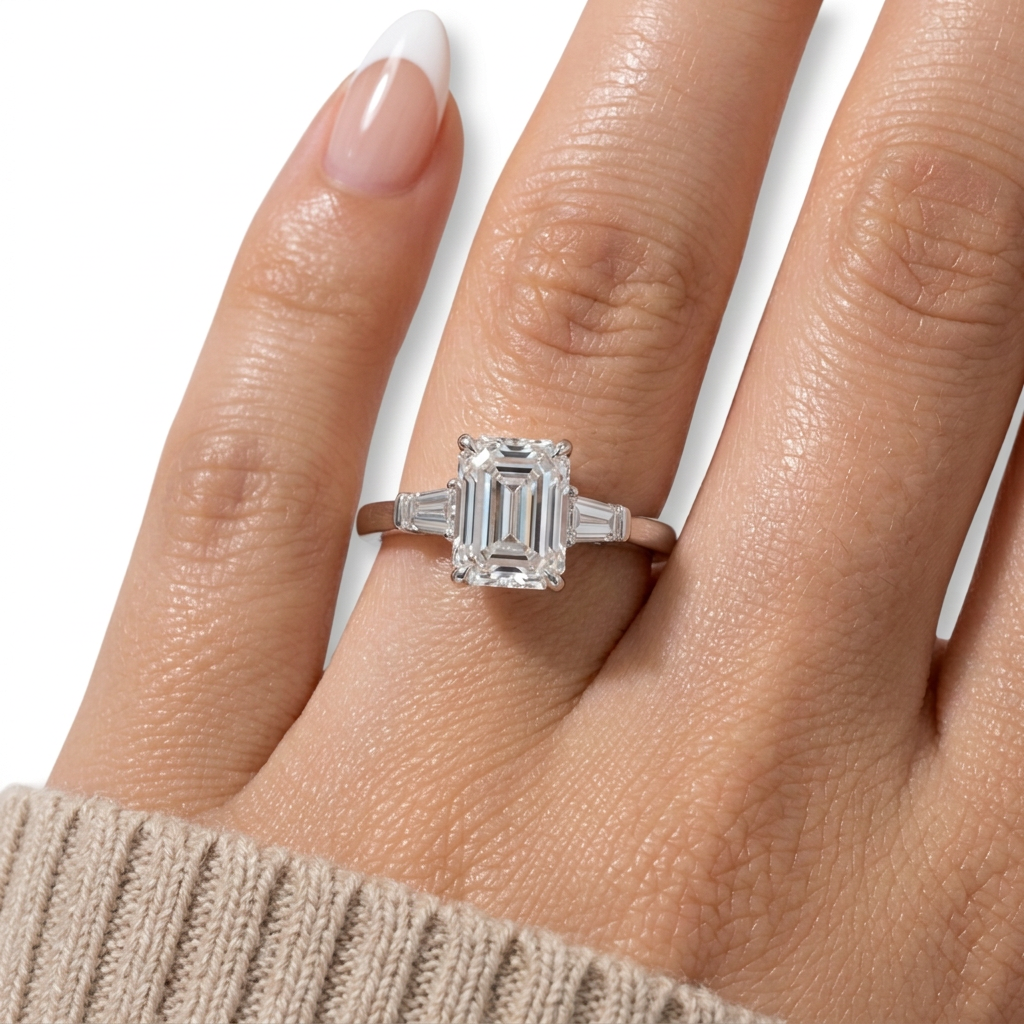 1.5ct Emerald Cut Diamond Option Engagement Ring-Black Diamonds New York