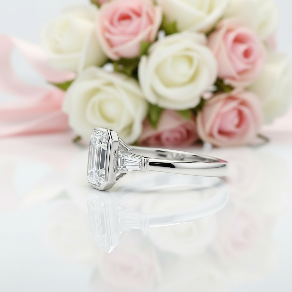 1.5ct Emerald Cut Diamond Engagement Ring-Black Diamonds New York