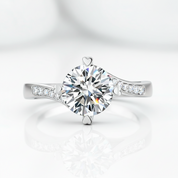 1.5ct Round Cut Diamond Option Heart Shape Prong Ring-Black Diamonds New York