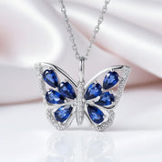1.9 Ct Pear-cut Ruby Gemstone Butterfly Pendant Necklace-Black Diamonds New York