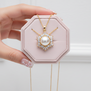 Freshwater Pearl Snowflake Necklace-Black Diamonds New York