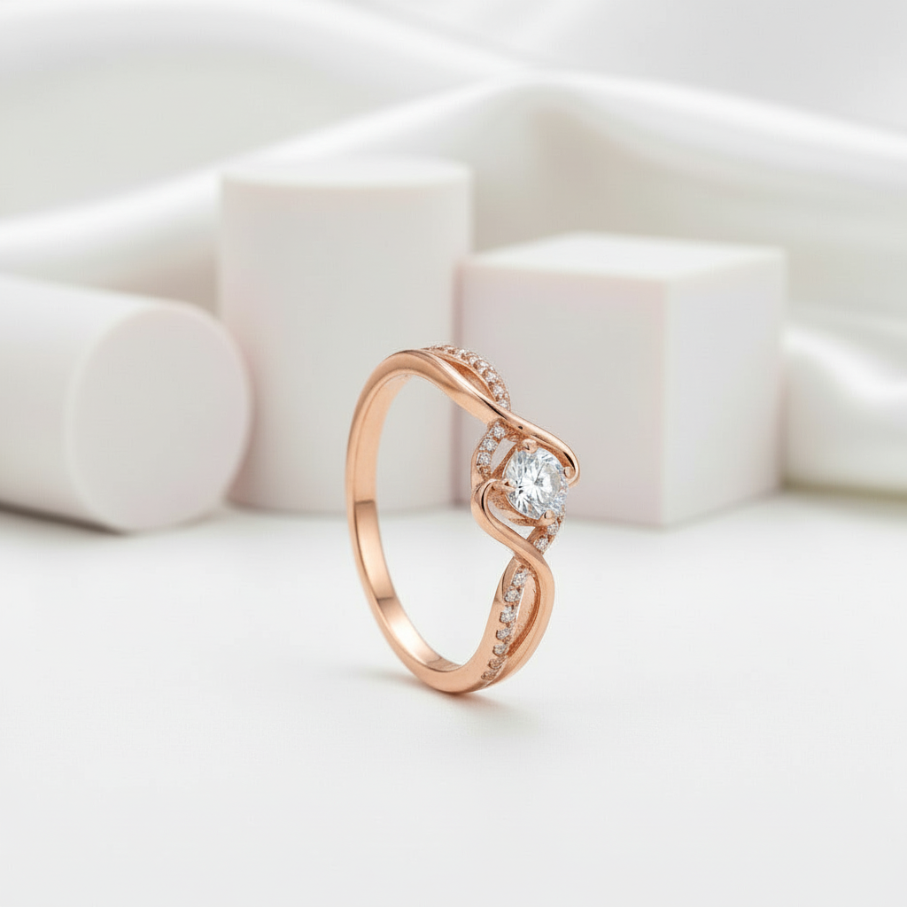 1.0 Carat Round Cut Diamond Twist Promise Ring-Black Diamonds New York