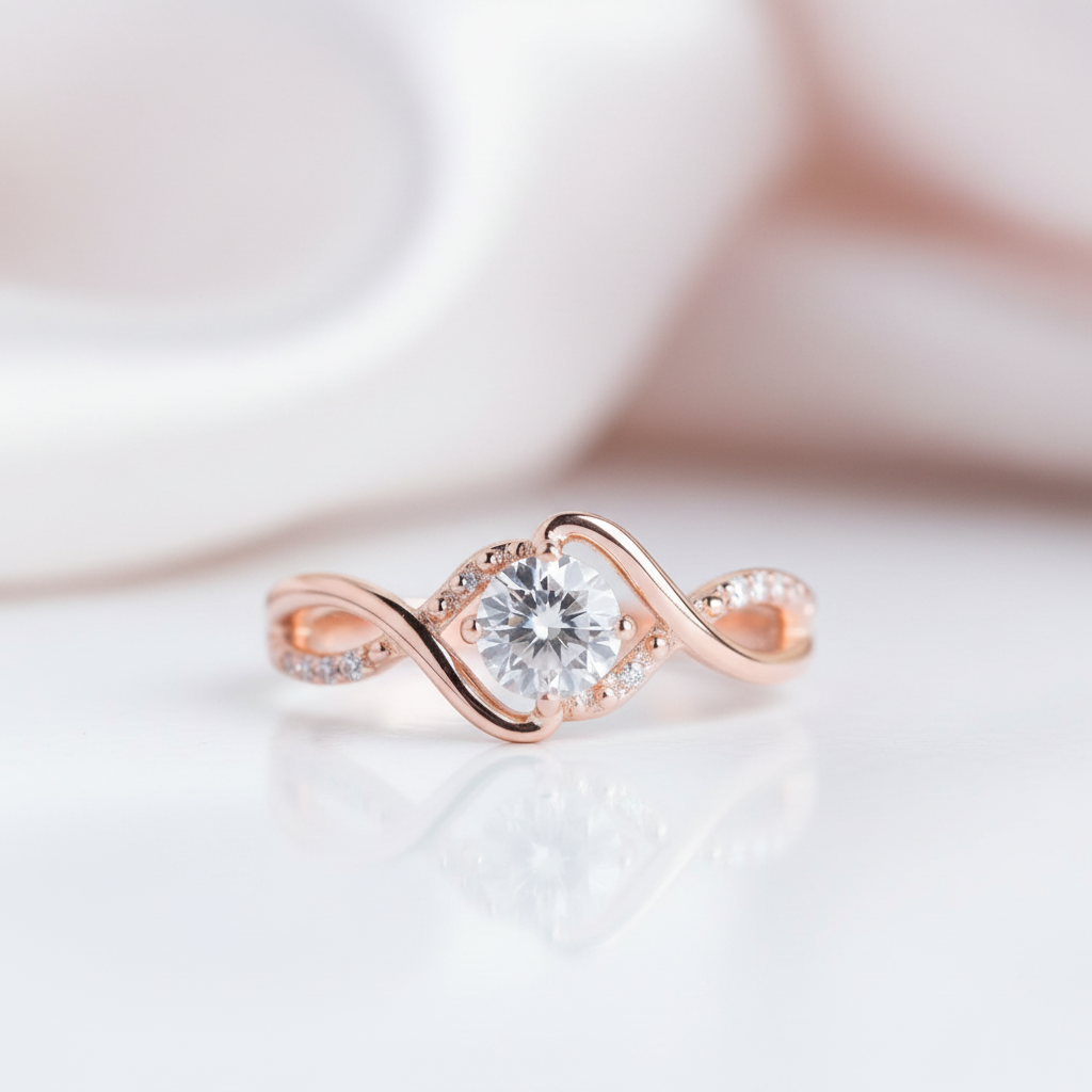 1.0 Carat Round Cut Diamond Twist Promise Ring-Black Diamonds New York