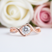 1.0 Carat Round Cut Diamond Twist Promise Ring-Black Diamonds New York