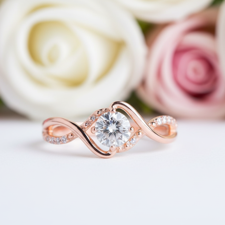 1.0 Carat Round Cut Diamond Twist Promise Ring-Black Diamonds New York