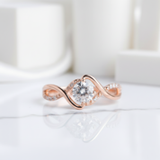 1.0 Carat Round Cut Diamond Twist Promise Ring-Black Diamonds New York