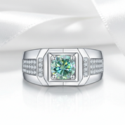 1.0 Ct. 6.5mm Green Diamond Option Men's Cluster Ring-Black Diamonds New York