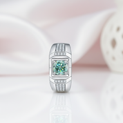 1.0 Ct. 6.5mm Green Diamond Option Men's Cluster Ring-Black Diamonds New York