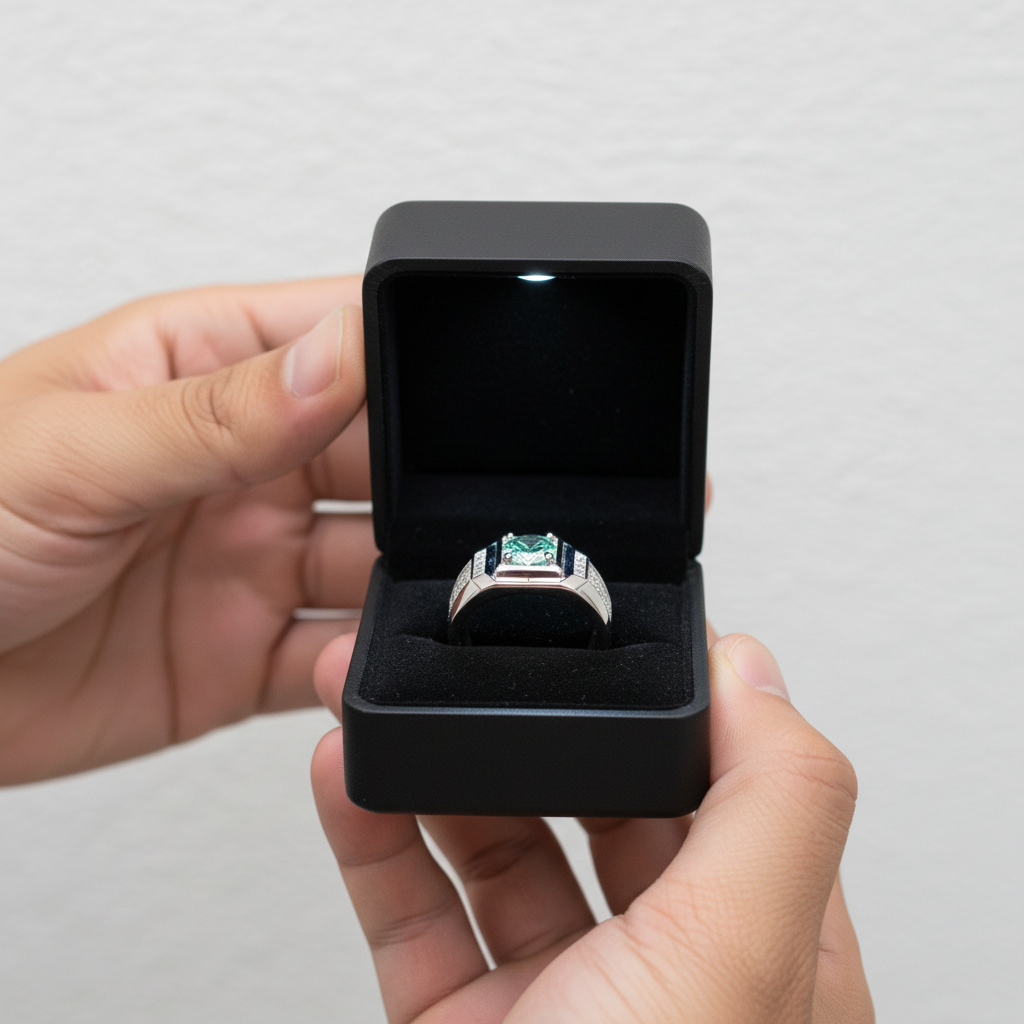 1.0 Ct. 6.5mm Green Diamond Option Men's Cluster Ring-Black Diamonds New York
