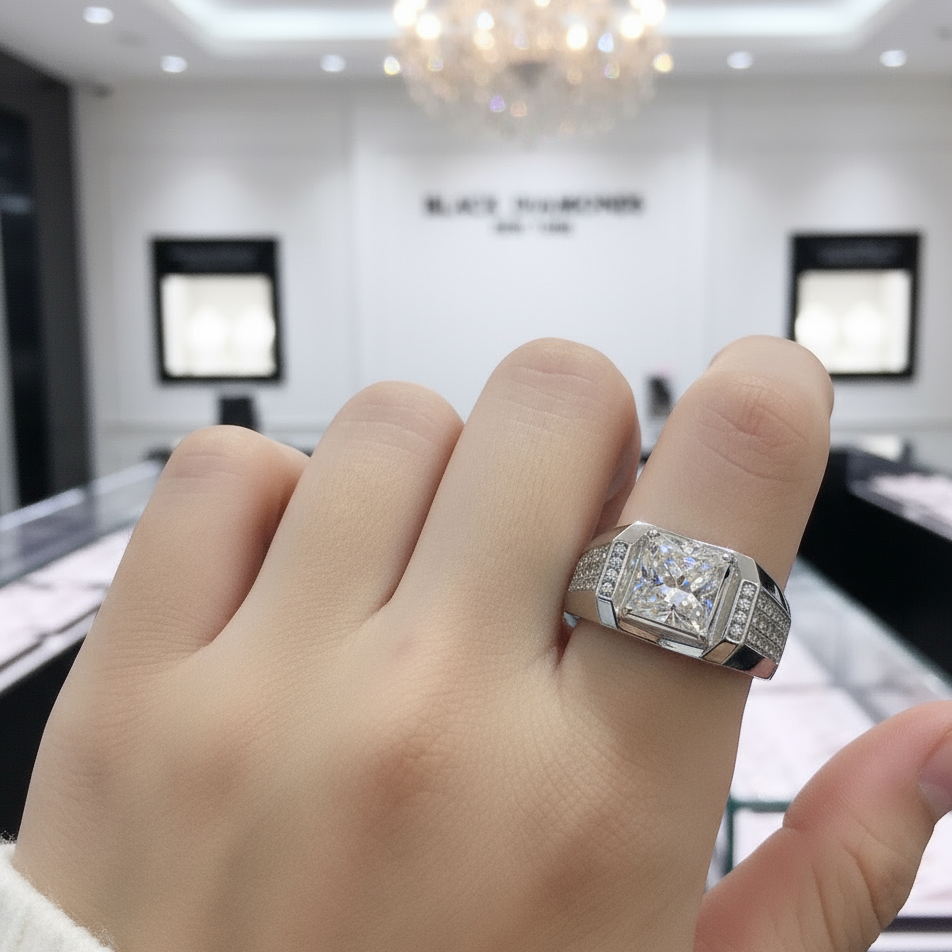 1.0 Ct. 6.5mm Men's Diamond Cluster Ring-Black Diamonds New York