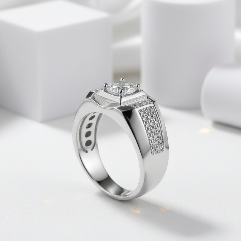 1.0 Ct 6.5mm Diamond Cluster Men's Rings-Black Diamonds New York