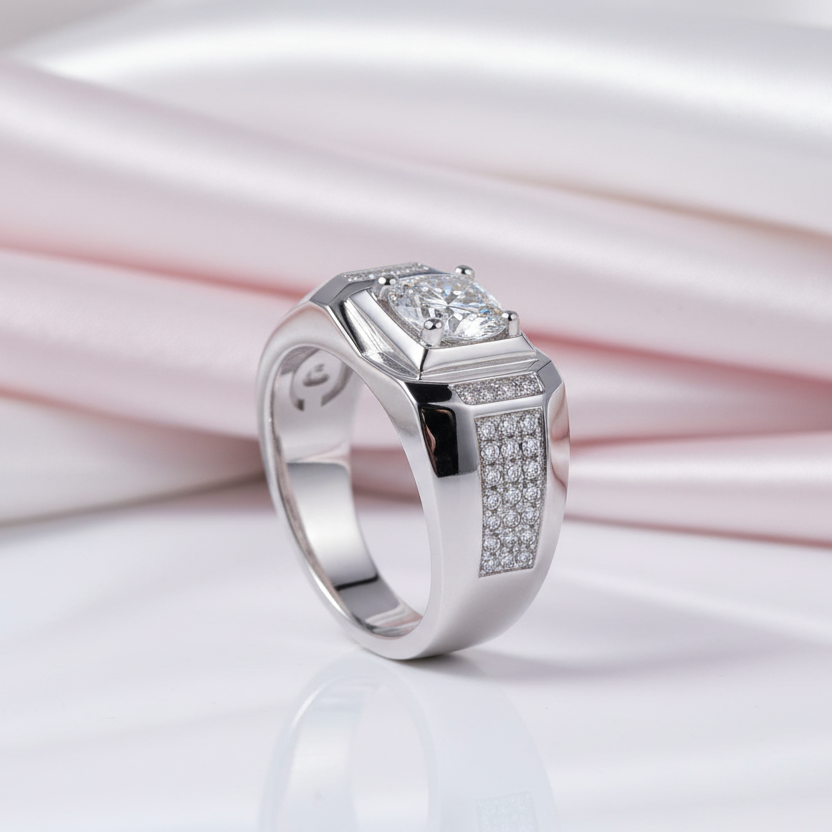 1.0 Ct 6.5mm Diamond Option Cluster Men's Rings-Black Diamonds New York