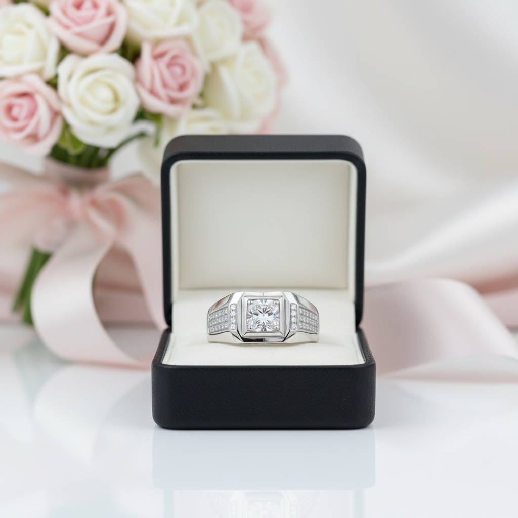 1.0 Ct 6.5mm Diamond Option Cluster Men's Rings-Black Diamonds New York