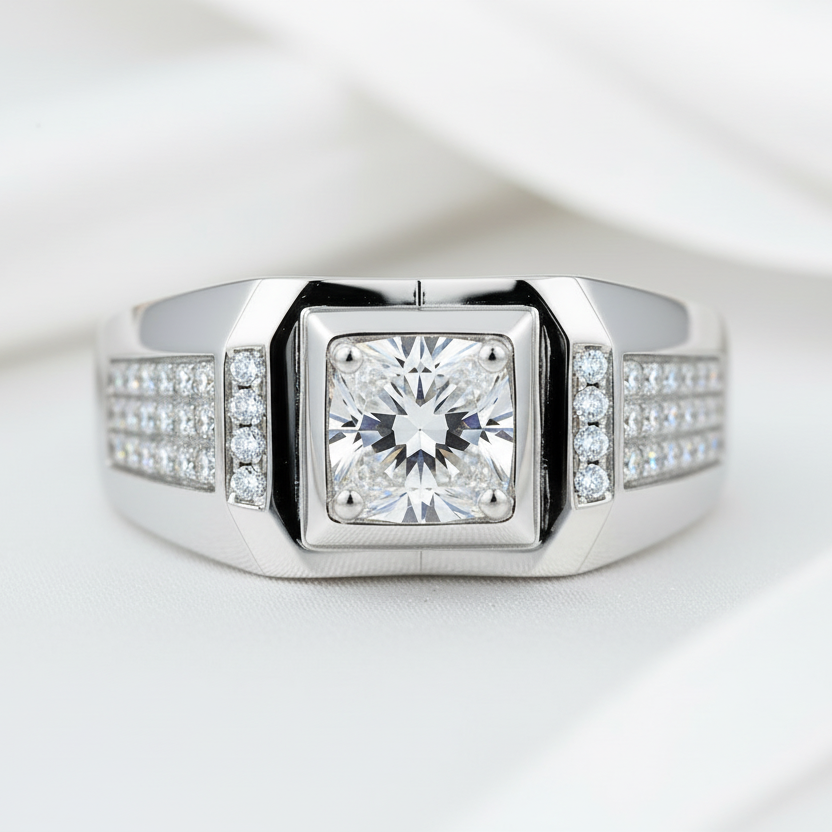 1.0 Ct 6.5mm Diamond Option Cluster Men's Rings-Black Diamonds New York