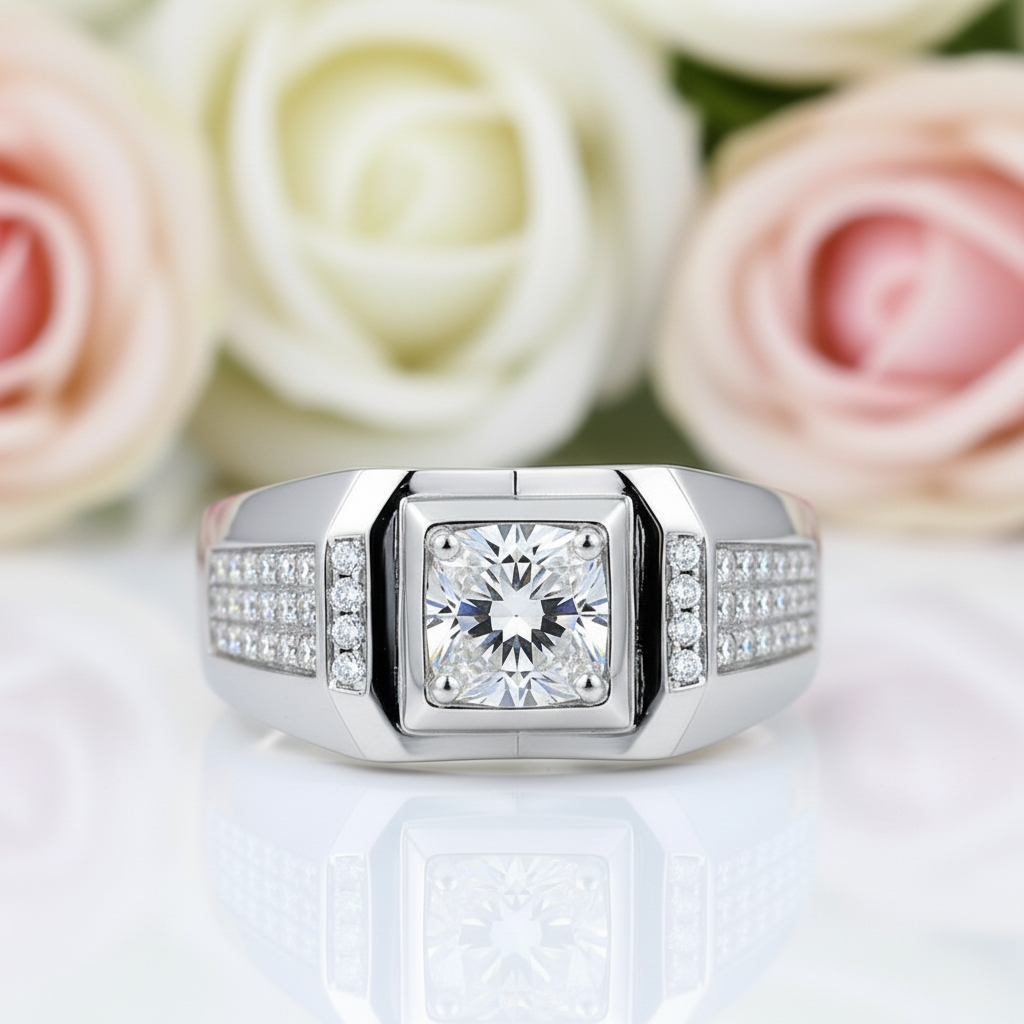 1.0 Ct 6.5mm Diamond Cluster Men's Rings-Black Diamonds New York