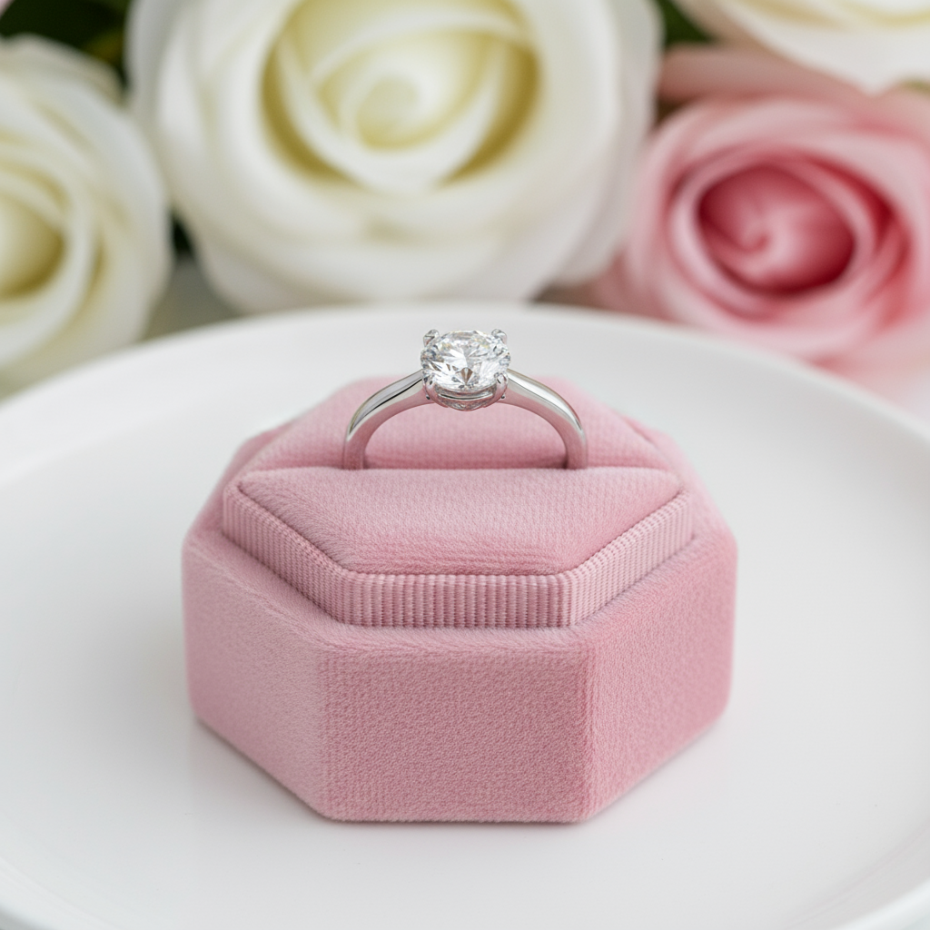 1.0 ct 6.5mm Round Diamond Solitaire Engagement Ring-Black Diamonds New York