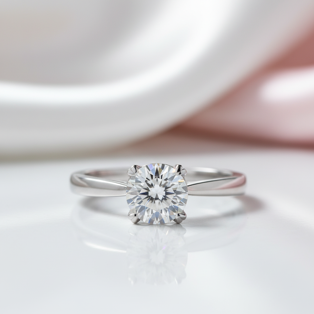 1.0 ct 6.5mm Round Diamond Option Solitaire Engagement Ring-Black Diamonds New York