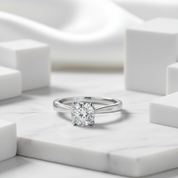 1.0 ct 6.5mm Round Diamond Solitaire Engagement Ring-Black Diamonds New York