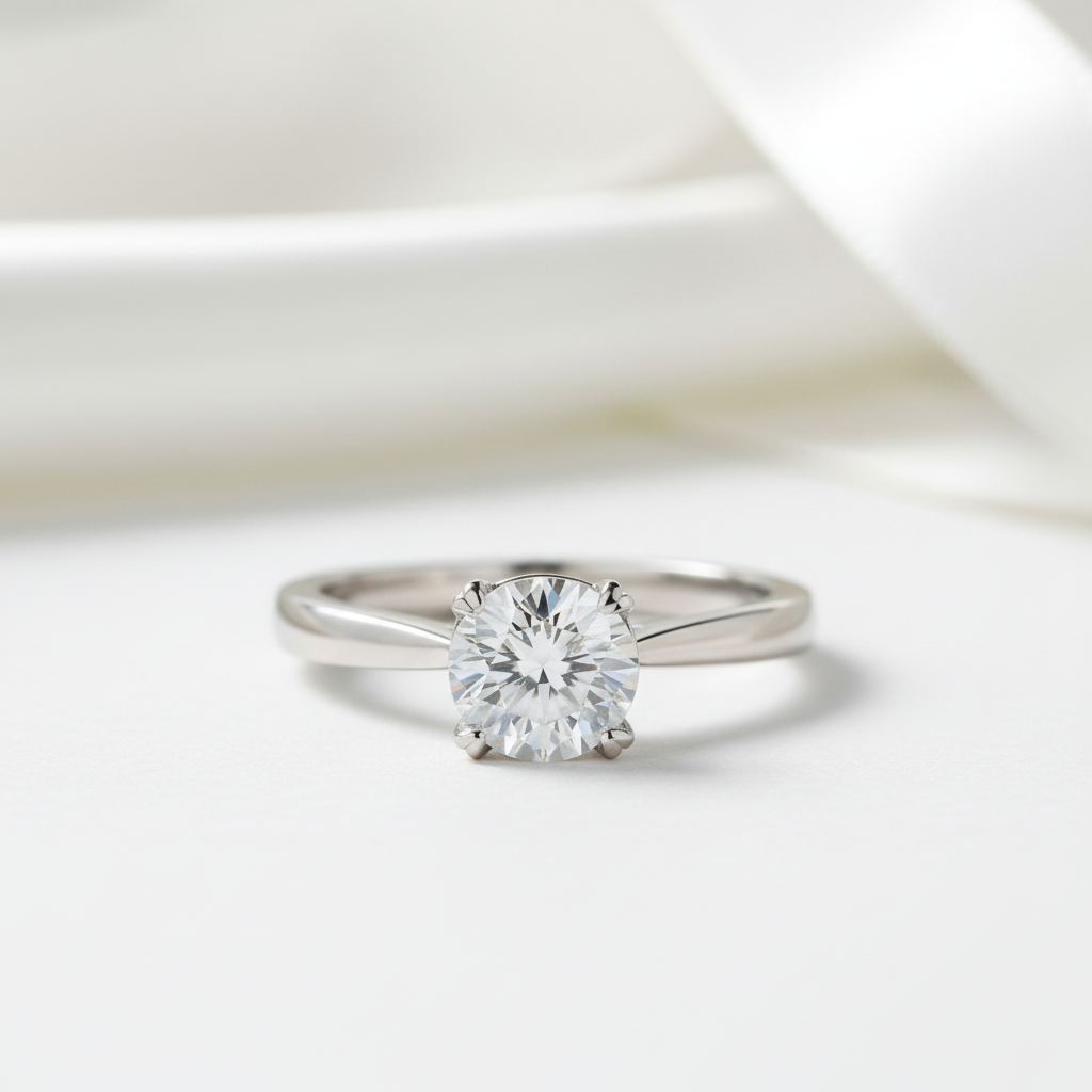 1.0 ct 6.5mm Round Diamond Option Solitaire Engagement Ring-Black Diamonds New York