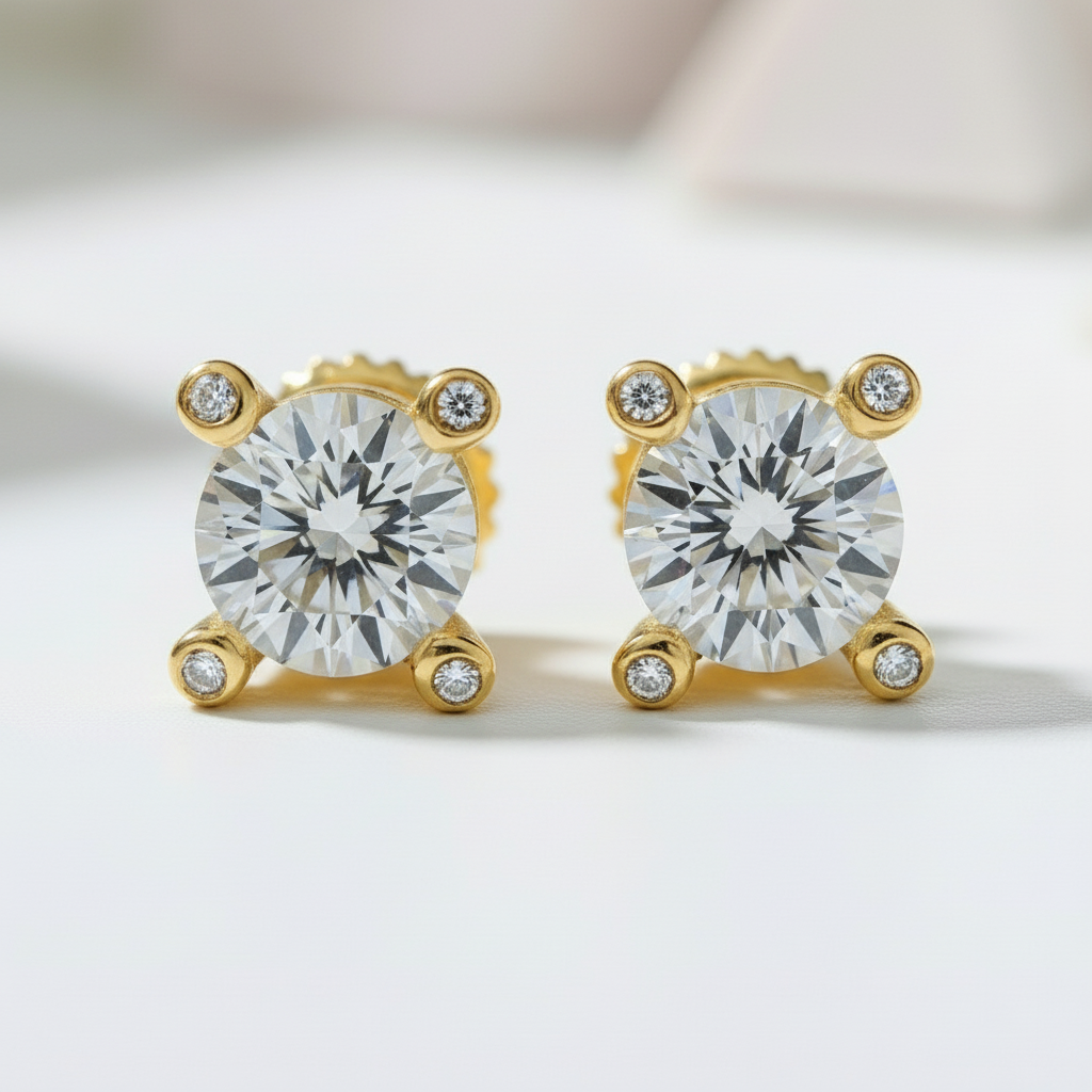 1.0 Ct 6mm Round Diamond Stud Earrings-Black Diamonds New York