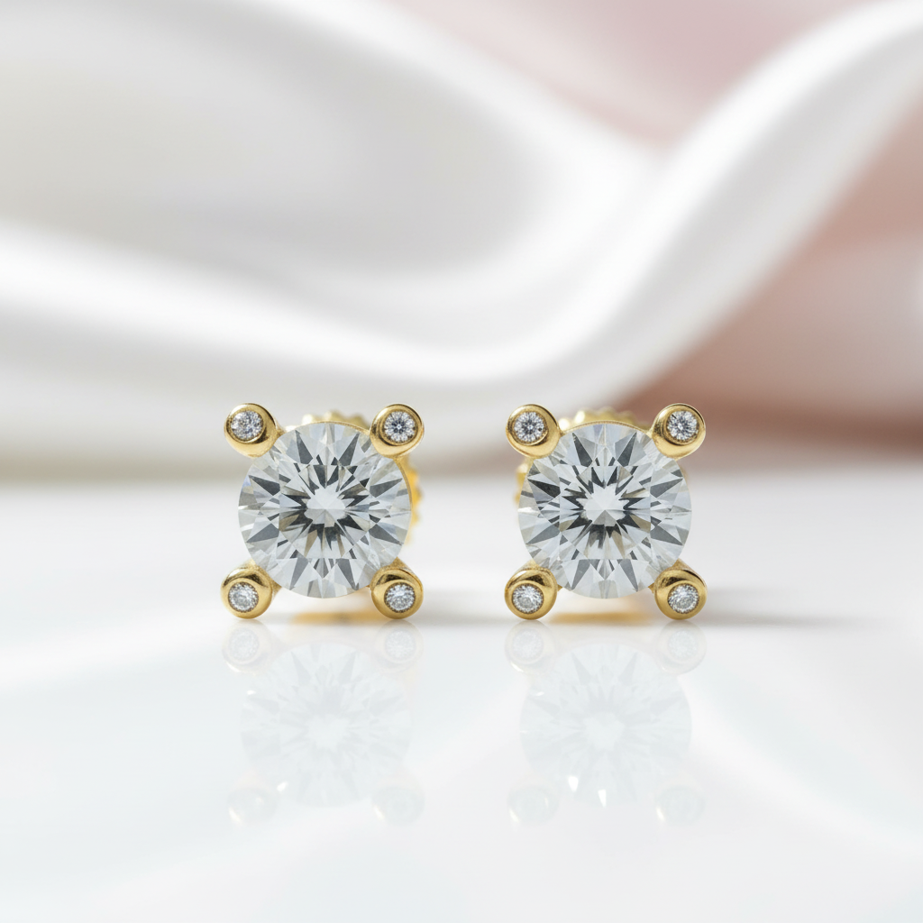 1.0 Ct 6mm Round Diamond Option Stud Earrings-Black Diamonds New York