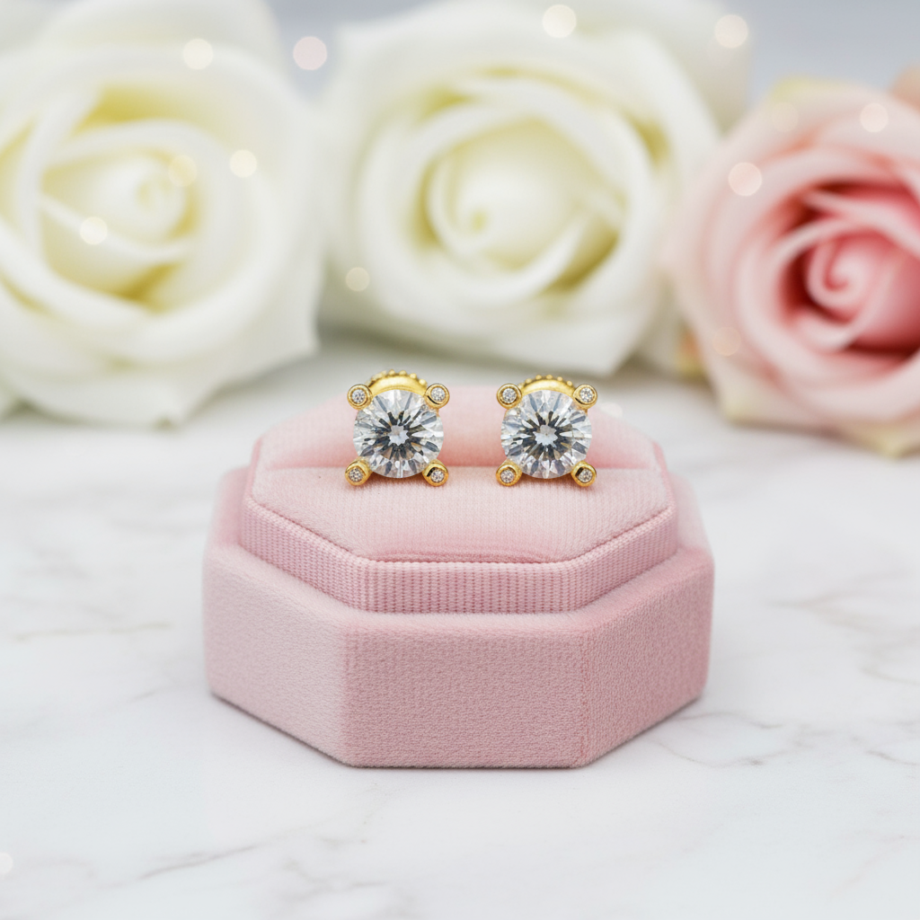 1.0 Ct 6mm Round Diamond Option Stud Earrings-Black Diamonds New York