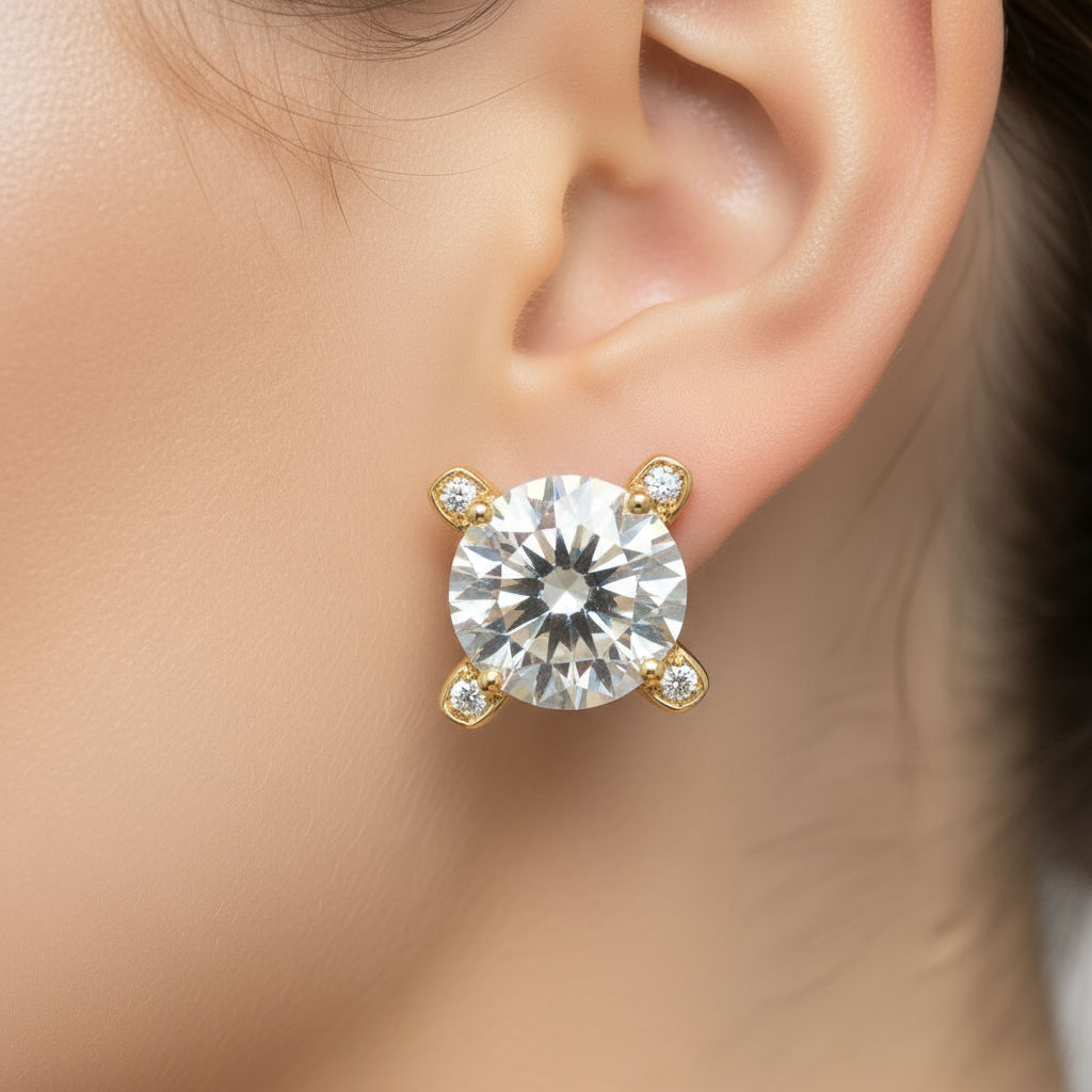 1.0 Ct 6mm Round Diamond Stud Earrings-Black Diamonds New York