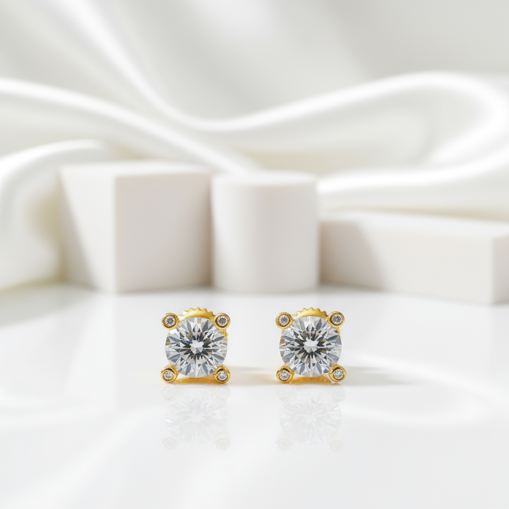 1.0 Ct 6mm Round Diamond Stud Earrings-Black Diamonds New York