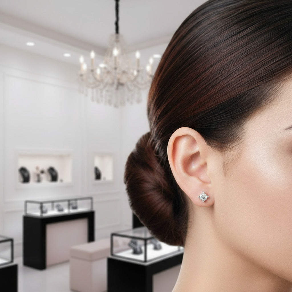 1.0 Ct 6mm Round Diamond Stud Earrings-Black Diamonds New York