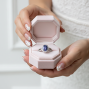 1.0 ct Blue Sapphire Oval Cut Halo Engagement Ring-Black Diamonds New York