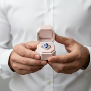 1.0 ct Blue Sapphire Oval Cut Halo Engagement Ring-Black Diamonds New York
