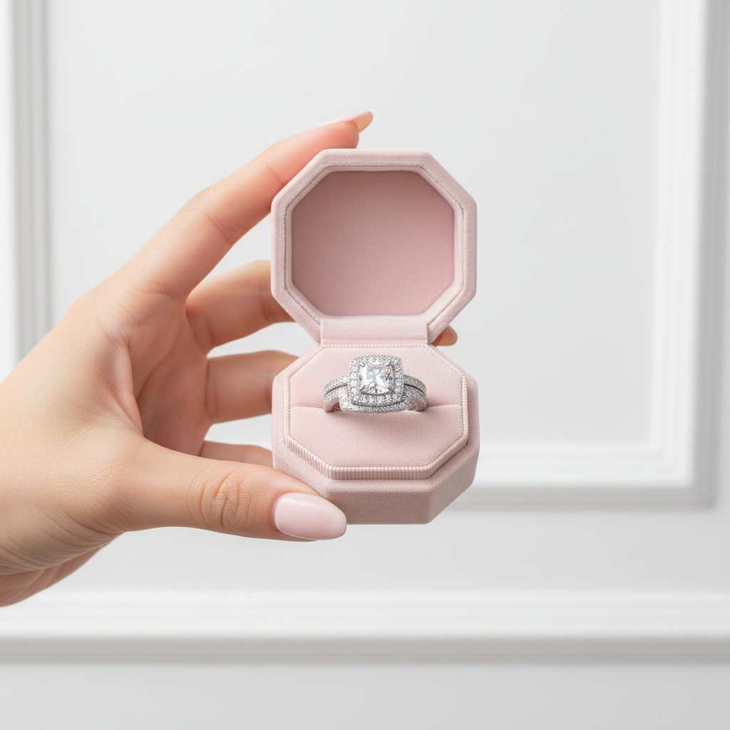 1.0 ct Cushion Cut Diamond Option Halo Ring Set-Black Diamonds New York