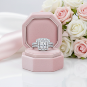 1.0 ct Cushion Cut Diamond Option Halo Ring Set-Black Diamonds New York