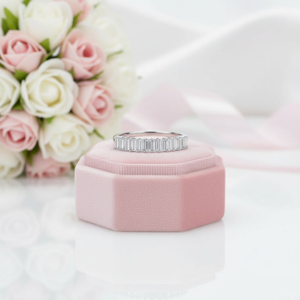 1.0 Ct Emerald Cut Diamond Wedding Band-Black Diamonds New York